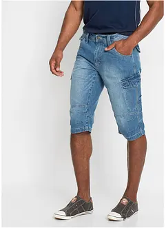 Långa jeansbermudas i cargomodell av tunt material, Relaxed Fit, bonprix
