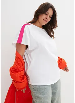 T-shirt av ekologisk bomull med neonfärgade ränder, bonprix