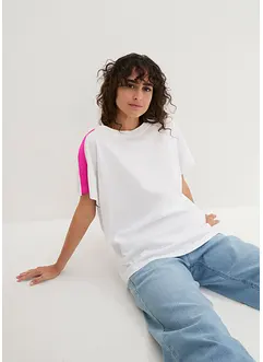T-shirt av ekologisk bomull med neonfärgade ränder, bonprix