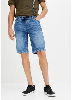 Dra på-bermudas i tunn denim, Slim Fit, bonprix