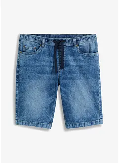 Dra på-bermudas i tunn denim, Slim Fit, bonprix