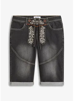 Stretchiga jeansbermudas med broderi, Regular Fit, bonprix