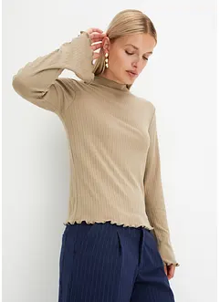 Ribbstickad långärmad T-shirt, bonprix