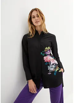 Skjortblus med blommotiv, bonprix