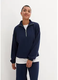 Sweatshirt med krage med dragkedja i boxig modell med modal, lång ärm, bonprix