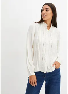 Blus med hålbroderi, bonprix