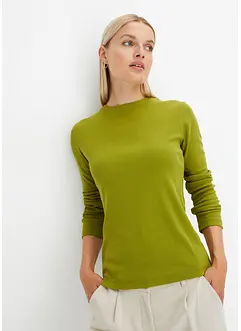 Ribbstickad långärmad T-shirt i ren bomull, bonprix