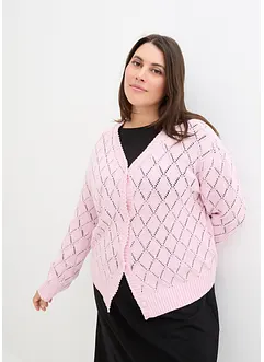 Stickad hålmönstrad cardigan, bonprix