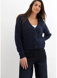 Cardigan med flätstickning, bonprix