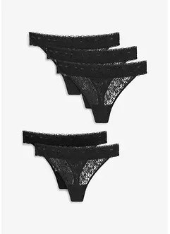 Stringtrosa i återvunnen spets (5-pack), bonprix
