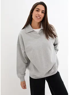 Sweatshirt med V-ringning och pikékrage, bonprix