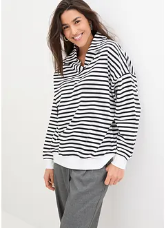 Sweatshirt med V-ringning och pikékrage, bonprix