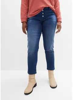 Fodrade jeans i boyfriendmodell med mjuk insida Mid Waist, bonprix