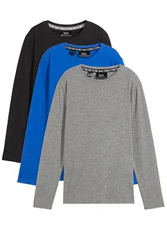 Långärmad tröja med ekologisk bomull (3-pack), bonprix