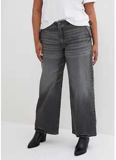 Wide Leg Stretch Jeans Mid Waist, bonprix