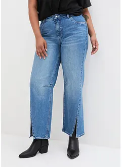 Wide Jeans Mid Waist, Slit, bonprix