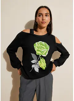 Sweatshirt med blomtryck, bonprix