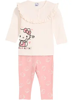 Hello Kitty långärmad topp + leggings av bomull för bebisar  (2 delar), bonprix