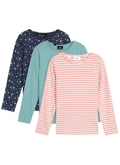 Långärmad topp för barn i ekologisk bomull (3-pack), bonprix