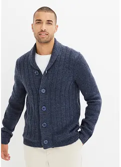 Cardigan med ribbstickat mösnter, bonprix