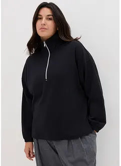 Sweatshirt med krage med dragkedja i boxig modell med modal, lång ärm, bonprix