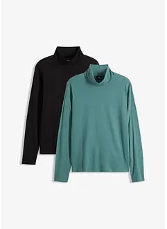 Långärmad T-shirt med polokrage (2-pack), bonprix