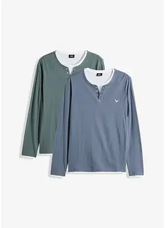 Långärmad T-shirt med 2-i-1-look (2-pack), bonprix