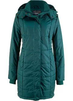 Lång vadderad täckjacka med krage och huva, bonprix