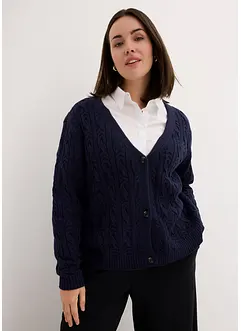 Cardigan med flätstickning, bonprix