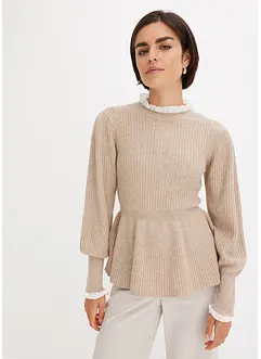 Feminin tröja med blusinfällning, bonprix