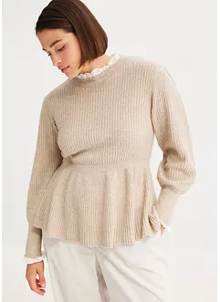 Feminin tröja med blusinfällning, bonprix