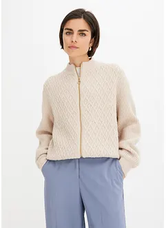 Cardigan med flätstickning, bonprix