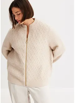 Cardigan med flätstickning, bonprix