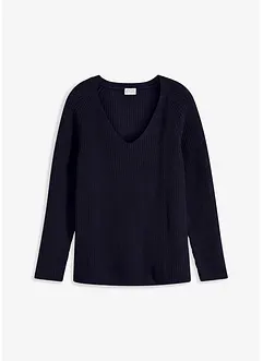 Ribbstickad tröja i bomull, bonprix