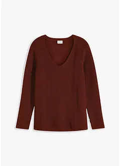 Ribbstickad tröja i bomull, bonprix