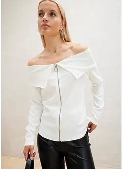 Off-shoulder-topp med dragkedja, bonprix