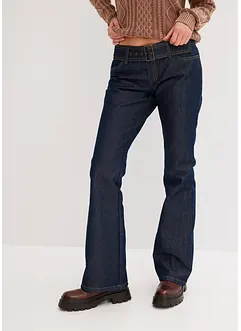 Vida jeans med low waist, skärp och rinse wash (2 delar), bonprix