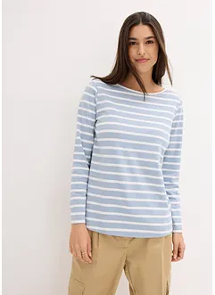Långärmad topp med båtringning (2-pack), bonprix