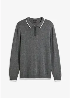 Tröja med tenniskrage och återvunnen bomull, bonprix