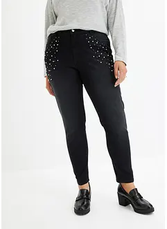 Skinnyjeans med pärlapplikation, bonprix