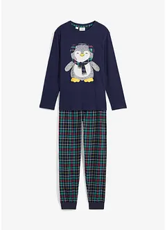 Barnpyjamas med flanellbyxa och ekologisk bomull (2 delar), bonprix