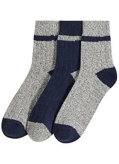 Mjuka korta strumpor med ribbad struktur (3-pack), bonprix