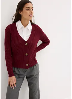 Ribbstickad cardigan, bonprix