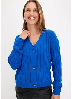 Kort ribbstickad cardigan, bonprix