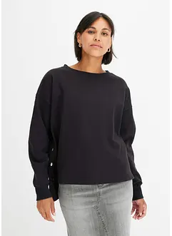 Sweatshirt med knappslå, bonprix