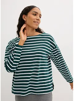 Långärmad T-shirt med vid båtringning (2-pack), ekologisk bomull, bonprix