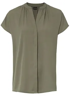 Kortärmad blus med dold knappslå, bonprix