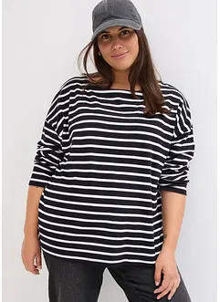 Långärmad T-shirt med vid båtringning (2-pack), ekologisk bomull, bonprix