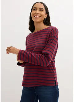 Långärmad T-shirt med vid båtringning (2-pack), ekologisk bomull, bonprix