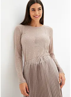 Långärmad topp i glittrig mesh, bonprix